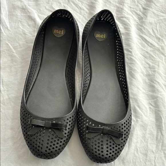 Melissa Shoes - Women’s size 9, Melissa, all plastic Black Perforated ballet Flats